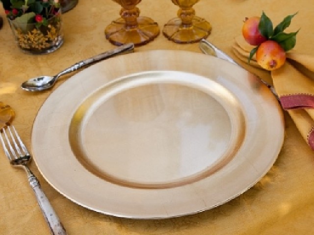 Sousplat inox dourado-sousplat inox brilhante